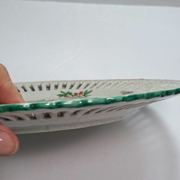 Vtg United Wilson 1897 Hand Painted Decorative 10 Inch Plate Pierced Rim Fruit - Picture 6 of 10